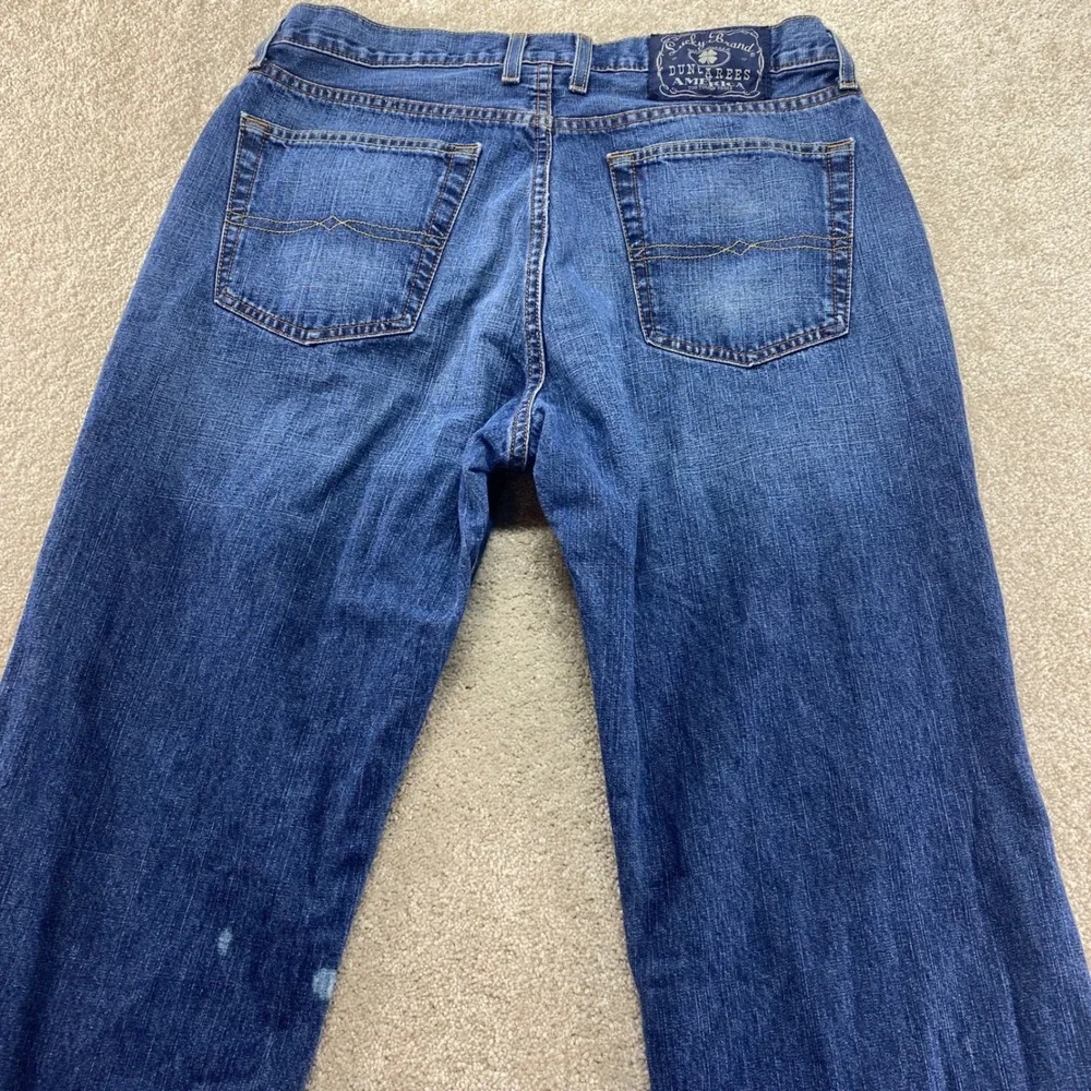 Lucky Brand Rivington Bootcut Jeans Mens 34 Short‎ Blue Medium Wash Distressed
